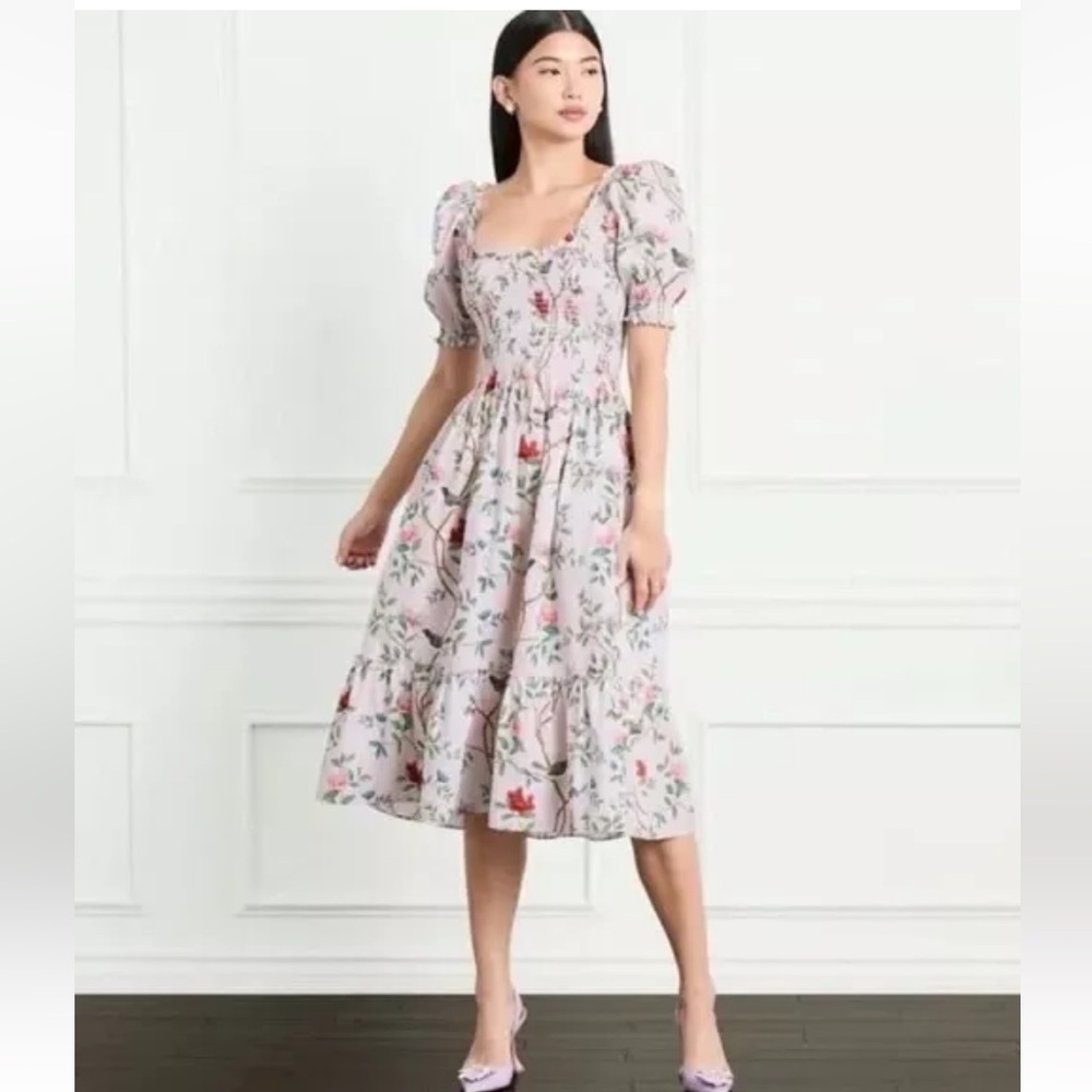 Hill House Louisa Nap Dress Chinoiserie Floral midi short sleeve